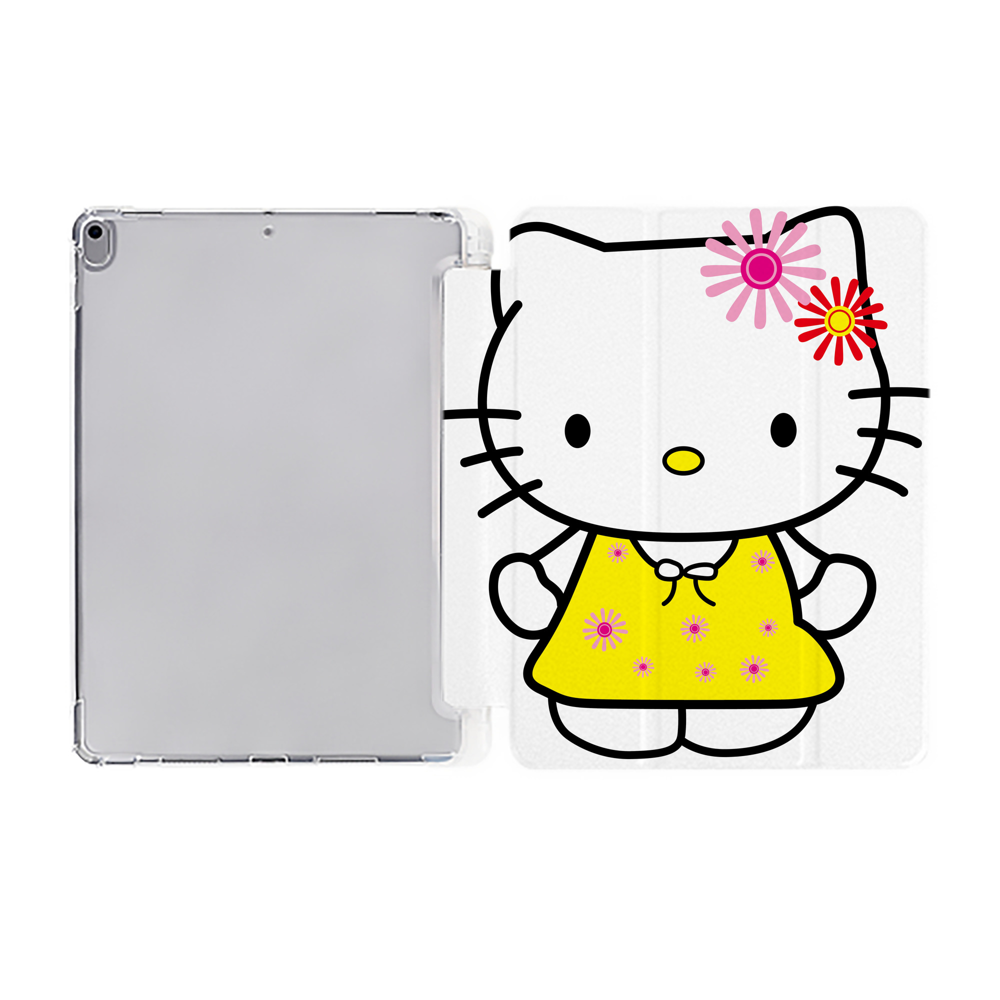 （画像用） Hello Kitty ハローキティ IPad ケース ペン収納付き 三つ折りスタンド PUレザー×シリコン 対応機種9.5/10.5/10.9インチ